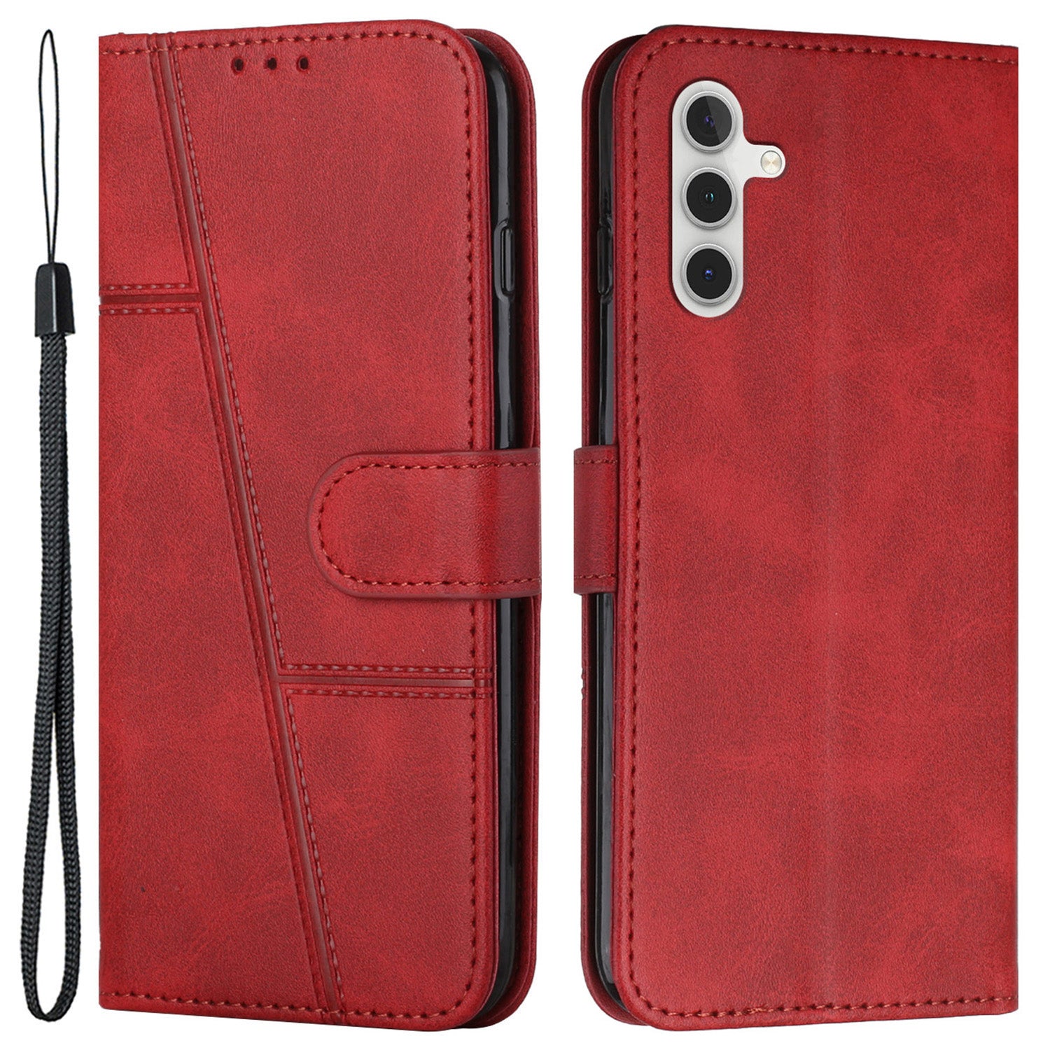 For Samsung Galaxy S23 FE Protective Phone Case PU Leather Stand Wallet Cover with Strap For Samsung Galaxy S23 FE Protective Phone Case PU Leather Stand Wallet Cover with Strap